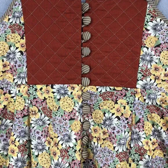 Vintage Anna Belinda Womens Dress Boho Hippie Cottage Brown Small S - Picture 9 of 12